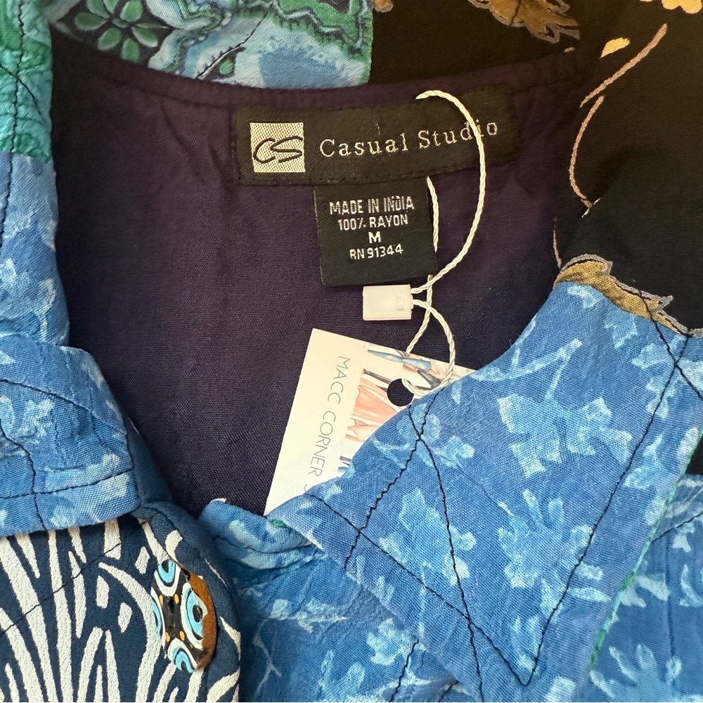 Vtg Casual Studio Patchwork Jacket Medium Wooden … - image 6